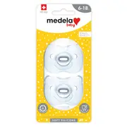 Medela Baby Soft Silicone Soothers Assorted 6-18m - 2 Pack Assorted Colours