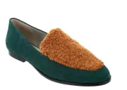 Lori Goldstein Collection Loafer with Faux Sherling Detail Petrol Women's 5 New