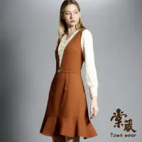 在飛比找momo購物網優惠-【TOWN’WEAR 棠葳】高雅鑽飾拼接蕾絲洋裝(洋裝/婚宴