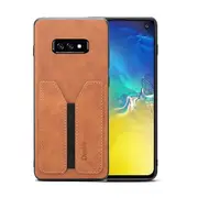 Denior For Samsung Galaxy S10E Leather Case with Elastic Wallet Card Holder Slot Pocket Cover - Brown