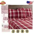 100% Organic Cotton Flannel Twin Sheets Set - GOTS Certified - Plaid Elegance
