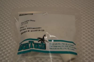 ONE NEW SEA TECH STACKABLE ELBOW 1/2" CTS FITTING 013518-10.