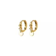 ANYCO Fashion Earrings Gold 925 Sterling Simple Disc Pendant Pave Crystal Zircon Hoop for Women Bohemian Charm Jewelry Accessories