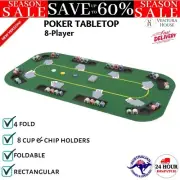 8-Player Folding Poker Tabletop 4 Fold Rectangular Green Game Table vidaXL