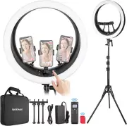NEEWER 19 inch Ring Light with Stand and 3 Phone Holders for Streaming Live
