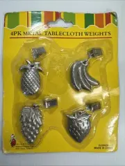 VTG NEW On Card 4PCS Fruit Alloy Tablecloth Weights Tablecloth Pendant