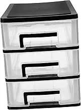 Veemoon Rv Bathroom Storage for Small Spaces 3 Drawer Organizer Black Container with Desktop Organization White Storage Cart Storage Shelf Desktop Filing Drawers Office Supplies Outdoor X6