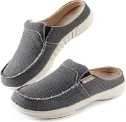 [LazyStep] Men's Arch Support Slippers, Slip on Clog House Shoes with Cushioned Insole and Anti-Skid Rubber Sole