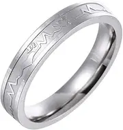 [VPbao] Titanium Steel Ring Electrocardiogram Couple Rings Wedding Band