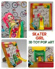 Skater Girl 3D Toy Pop Art Deco Recycled Toy ART ONE OF A KIND WALL DECOR COOL