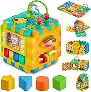 Toysical Baby Activity Cube – 6-in-1 Multi-Assembly Activity Square for Babies 10m+ – BPA-Free Play Cube for Infants & Toddlers Teaches Cognitive & Motor Skills with Music, Shapes, Gears & More
