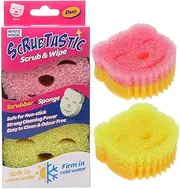 [White Magic] Scrubtastic Scrub & Wipe Sponge Duo 2 Pack – Dual-Action, Firm in Cold & Soft in Warm, Ergonomic Bear Shape, Scratch-Free, Odour Resistant, Safe for All Surfaces