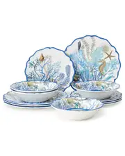 Certified International Blue Lagoon Melamine 12pc Dinnerware Set