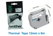 Genuine BROTHER M-K231 P-touch Laminated Label tape 12mm x 8m Black on White 491