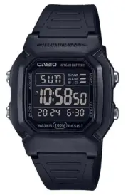Casio Illuminator Digital Black Dual Time Light Quartz W800H-1BV 100M Mens Watch