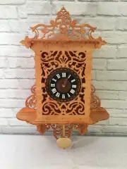 24” X 16 1/4” HANDMADE WOODEN LIGHT WOOD SCROLL SAW WALL CLOCK
