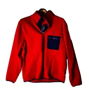 Polo Ralph Lauren Fleece Jacket Men's M Red Pullover Snap Button MSRP $148 NWT