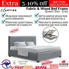 Queen Fabric Gas Lift Storage Bed Frame Fabric and Wood Bed Frame Headboard Grey
