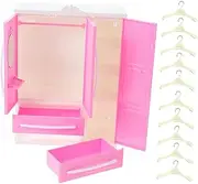 Kisangel Dollhouse Mini Wardrobe Kit for Miniature Dolls Dresser for Dollhouse Doll Clothing Storage Mini Furniture Set