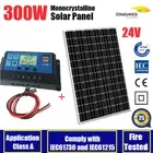 24V 300W Mono Solar Panel 36V PV Charge 24V Battery 30A Regulator 2m Cable Plug