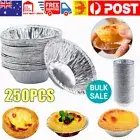 250PCS Round Aluminium Foil Tray Disposable Baking Cake Pie Tarts Container New