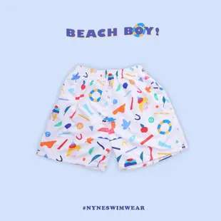 Beach Babe & Beach Boy : Baby & Adult Swim Trunks : NY White + White Rashguard