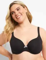 NWT Cacique Women Bra 46DD Black Lightly Lined Wired T-Shirt MSRP $38.95