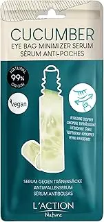 L'Action Paris Eye Bag Minimiser Serum, Natural Eye Serum with Cucumber Extract for Under-Eye Puffiness, Brightening Eye Serum Helps Improve Skin Elasticity and Hydration 10ml