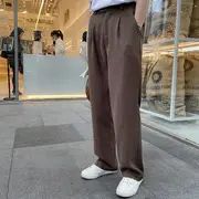Low Rise Plain Straight-Leg Dress Pants Camel - L
