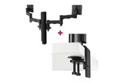Atdec AWMS-2-4640 Dual Monitor Swing Arms on 400mm Post / 12kg (26.5lb) Flat Screen, 10kg (22lb) Curved Screen + Heavy-Duty FClamp Desk Fixing, Black