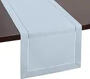 Light Blue Table Runner with Hemstitch – Dusty Blue Table Runner for Summer Decor, Weddings, Baby Showers & Dining Room Decorations – Elegant Easter Runner for Table (14 x 90 Inches Long)