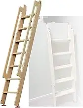 5 Step Bunk Bed Ladder for Heavy People, Wooden Loft Bed Ladder with Safety Handrails and Anti-Slip Feet, Load 200kg/440lbs