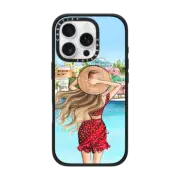 iPhone 16 Pro Impact Case MagSafe Compatible Vacation Girl (Fair Complexion) Fashion Illustration Case
