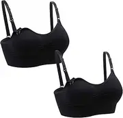 [Generic] 2 Pack Hands Free Pumping Bra - Nursing Bras for Maternity Breastfeeding Seamless Wirefree Push Up Bras Comfort Adjustable Wireless Pregnancy Sleep Bralette for Women