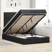 vidaXL Ottoman Bed with Mattresses & LEDs Dark Grey King Single Velvet
