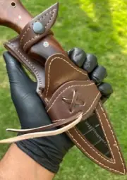 Leather Knife Sheath Fixed Hunting Blade Knives belt loop Vertical Holster
