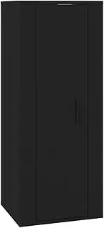 vidaXL Engineered Wood TV Wall Unit in Classic Black - Sleek Design, Multifunctional Cabinet with Ample Storage Space, Easy Assembly