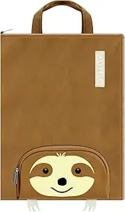 [Mayplous] A4 Document Bag Portable File Organiser Bag Zip Portfolio Folder File Wallet with Handle File Carrying Case Large Document Holder Bag for Office School Business Travel Conference 37x27cm (Sloth)