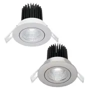 Gizmo Gimble LED Downlight 12w 3000k/5000k in White or Brushed Chrome