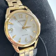 Citizen Eco Drive LTR Women's Gold Plated Stainless Steel Watch EM0682-74A