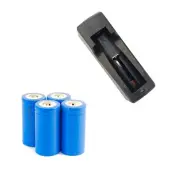 4-pk RCR123a 16340 Rechargeable Li-ion Battery & Charger for Arlo Wire-Free HD