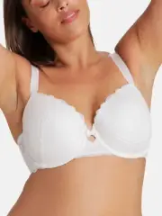 NWT! Dorina Women's Sz 32D Celine Light Padded Demi Full Cup Underwire Bra White