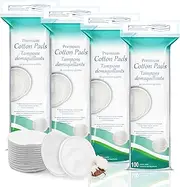 Premium Cotton Rounds for Face 400 Count - Makeup Remover Pads, Hypoallergenic, Lint-Free | 100% Pure Cotton Pads for Face Cleasing, Applying Facial Toner & Nail Polish Remover