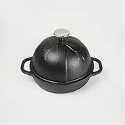 Cast Iron Bread Cloche, Dia.6.3inch/16cm, Sourdough Baking Pan Pre-Seasoned Black