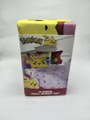 Pokémon 4 Piece Full Sheet Set Microfiber Girls Anime Pikachu Double Sided