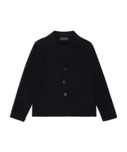 Emporio Armani Kids Logo Embroidered Waffle-Knitted Blazer 14Y,10Y Black