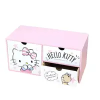 在飛比找樂天市場購物網優惠-小禮堂 Hello Kitty 木製桌上型橫式三抽收納盒 (