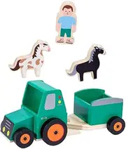 Kisangel Wooden Small Trailer Toy Desktop Decor Metal Ornament Home Decor Iron Decoration