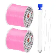 Total 302Ft 0.7mm Stretchy Bracelet String Set, 2 Rolls Craft Cord, Pink