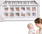 Baby First Year Picture Frame,12 Months Baby's Photo Frame - Alphabet Picture Frames, Baby Keepsake Nursery Frame for Wall, Tabletop